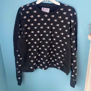 Champion Logo Print Sweatshirt Size XL Charcoal Grey